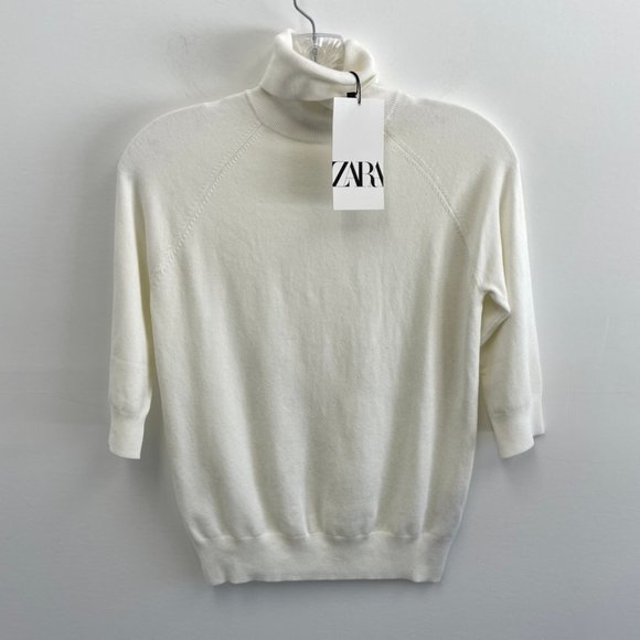 Zara Sweaters - Zara White Elbow Length Sleeve Turtleneck Sweater